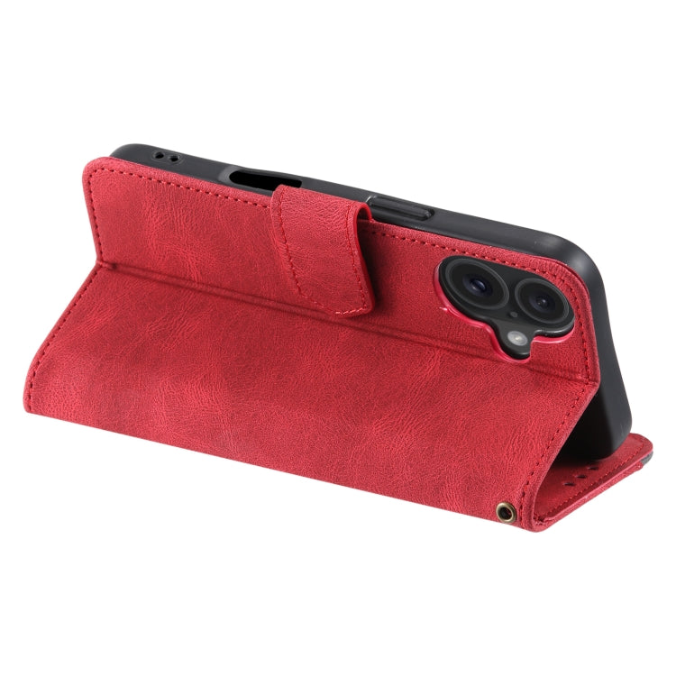 For iPhone 16 Nail Skin Feel Stitching Calf Texture Leather Phone Case(Red) - iPhone 16 Cases by PMC TechLife | Online Shopping South Africa | PMC TechLife | Buy Now Pay Later Mobicred
