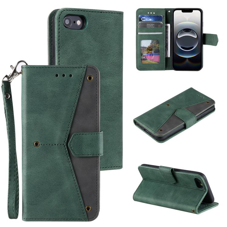 For iPhone 16e Nail Skin Feel Stitching Calf Texture Leather Phone Case(Green) - iPhone 16e Cases by PMC TechLife | Online Shopping South Africa | PMC TechLife | Buy Now Pay Later Mobicred