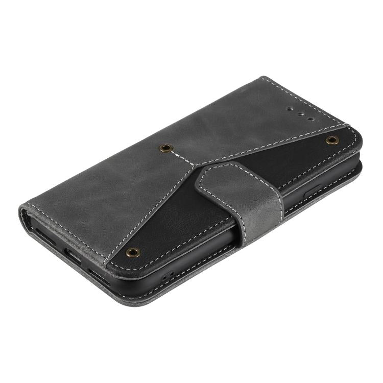 For iPhone 16e Nail Skin Feel Stitching Calf Texture Leather Phone Case(Grey) - iPhone 16e Cases by PMC TechLife | Online Shopping South Africa | PMC TechLife | Buy Now Pay Later Mobicred