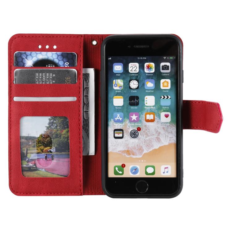 For iPhone 16e Nail Skin Feel Stitching Calf Texture Leather Phone Case(Red) - iPhone 16e Cases by PMC TechLife | Online Shopping South Africa | PMC TechLife | Buy Now Pay Later Mobicred