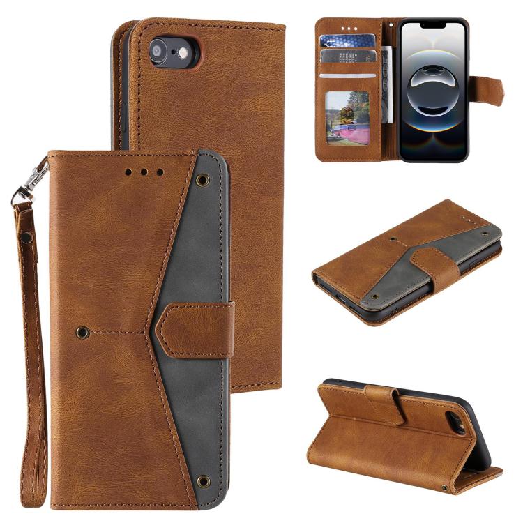 For iPhone 16e Nail Skin Feel Stitching Calf Texture Leather Phone Case(Brown) - iPhone 16e Cases by PMC TechLife | Online Shopping South Africa | PMC TechLife | Buy Now Pay Later Mobicred