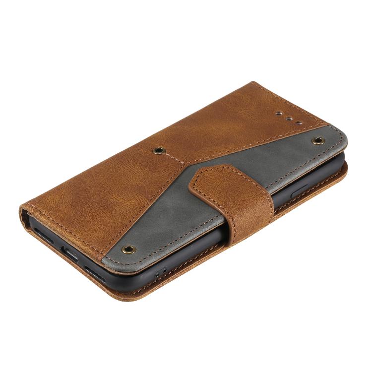 For iPhone 16e Nail Skin Feel Stitching Calf Texture Leather Phone Case(Brown) - iPhone 16e Cases by PMC TechLife | Online Shopping South Africa | PMC TechLife | Buy Now Pay Later Mobicred