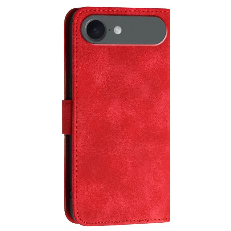 For iPhone 17 Air YX0080 Grid Butterfly Embossed Pattern Flip Leather Phone Case with Lanyard(Red)