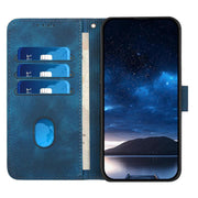 For iPhone 17 YX0080 Grid Butterfly Embossed Pattern Flip Leather Phone Case with Lanyard(Dark Blue)