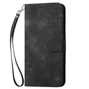 For iPhone 17 YX0080 Grid Butterfly Embossed Pattern Flip Leather Phone Case with Lanyard(Black)