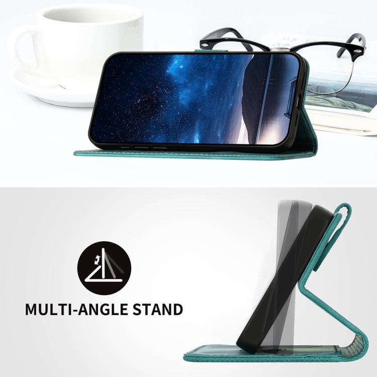 For iPhone 17 YX0080 Grid Butterfly Embossed Pattern Flip Leather Phone Case with Lanyard(Light Blue) - free shipping - PMc TechLife - Order now!