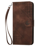 For iPhone 17 Pro Max YX0080 Grid Butterfly Embossed Pattern Flip Leather Phone Case with Lanyard(Coffee)