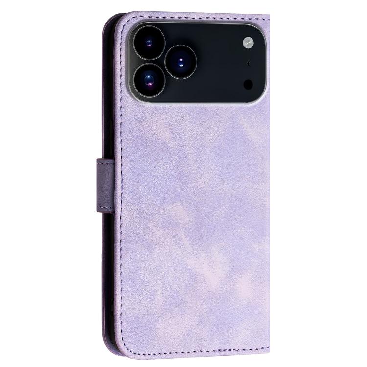 For iPhone 17 Pro Max YX0080 Grid Butterfly Embossed Pattern Flip Leather Phone Case with Lanyard(Light Purple) - free shipping - PMc TechLife - Order now!