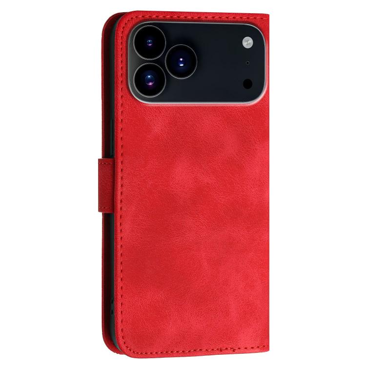 For iPhone 17 Pro YX0080 Grid Butterfly Embossed Pattern Flip Leather Phone Case with Lanyard(Red) - free shipping - PMc TechLife - Order now!
