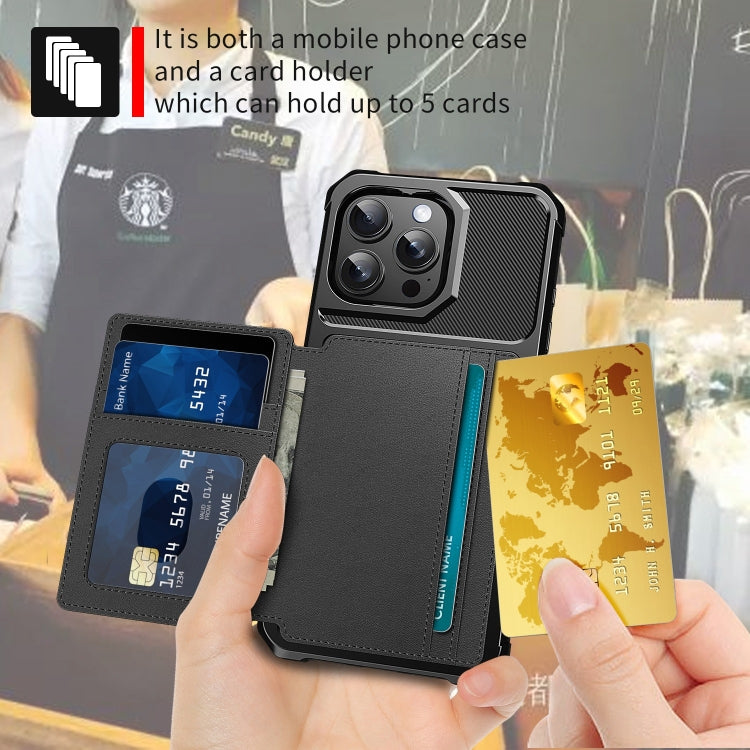For iPhone 16 Pro Max Magnetic Wallet Card Bag Leather Phone Case(Black) - iPhone 16 Pro Max Cases by PMC TechLife | Online Shopping South Africa | PMC TechLife | Buy Now Pay Later Mobicred