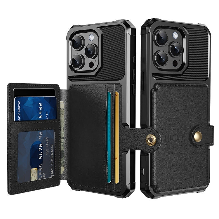 For iPhone 16 Pro Magnetic Wallet Card Bag Leather Phone Case(Black) - iPhone 16 Pro Cases by PMC TechLife | Online Shopping South Africa | PMC TechLife | Buy Now Pay Later Mobicred