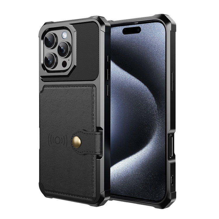 For iPhone 16 Pro Magnetic Wallet Card Bag Leather Phone Case(Black)