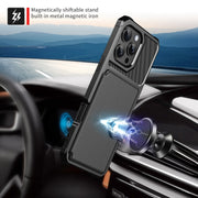 For iPhone 16 Pro Magnetic Wallet Card Bag Leather Phone Case(Black)