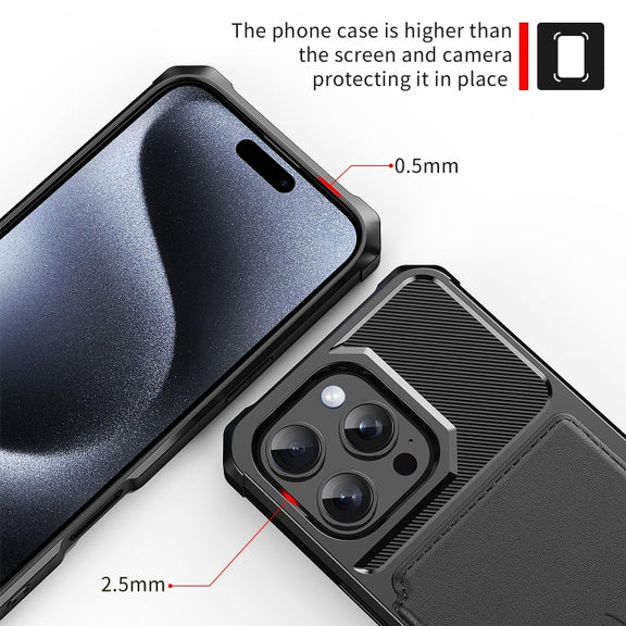 For iPhone 16 Pro Magnetic Wallet Card Bag Leather Phone Case(Black)