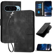 For Google Pixel 9 Pro XL YX0080 Grid Butterfly Embossed Pattern Flip Leather Phone Case with Lanyard(Black)