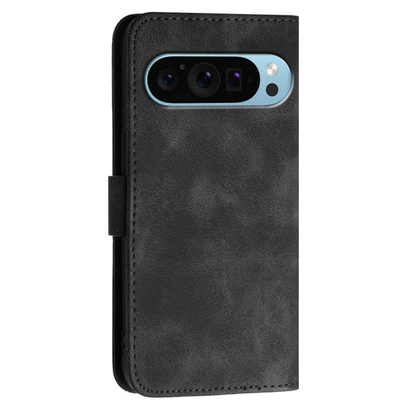 For Google Pixel 9 Pro XL YX0080 Grid Butterfly Embossed Pattern Flip Leather Phone Case with Lanyard(Black)