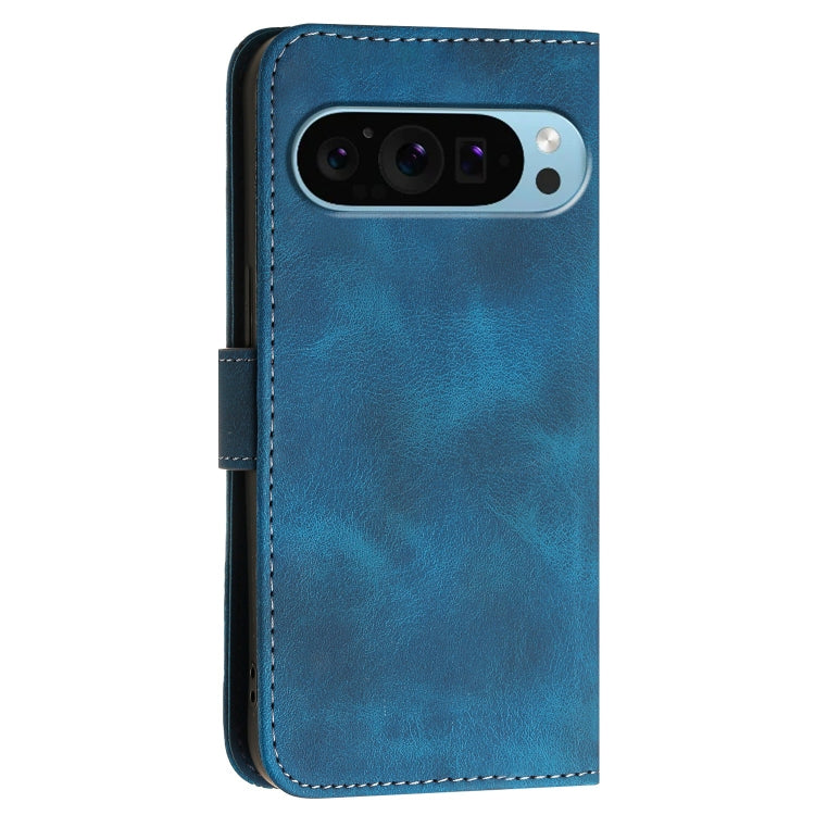 For Google Pixel 9 / 9 Pro YX0080 Grid Butterfly Embossed Pattern Flip Leather Phone Case with Lanyard(Dark Blue) - Google Cases by PMC TechLife | Online Shopping South Africa | PMC TechLife | Buy Now Pay Later Mobicred