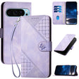 For Google Pixel 9 / 9 Pro YX0080 Grid Butterfly Embossed Pattern Flip Leather Phone Case with Lanyard(Light Purple) - Google Cases by PMC TechLife | Online Shopping South Africa | PMC TechLife | Buy Now Pay Later Mobicred