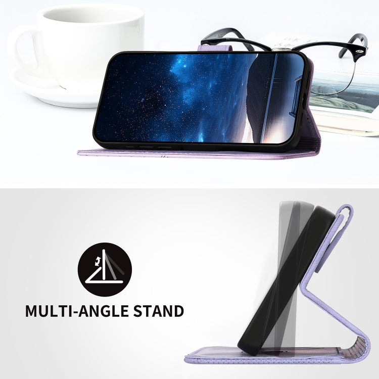 For Google Pixel 9 / 9 Pro YX0080 Grid Butterfly Embossed Pattern Flip Leather Phone Case with Lanyard(Light Purple) - Google Cases by PMC TechLife | Online Shopping South Africa | PMC TechLife | Buy Now Pay Later Mobicred