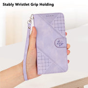 For Google Pixel 9 / 9 Pro YX0080 Grid Butterfly Embossed Pattern Flip Leather Phone Case with Lanyard(Light Purple)