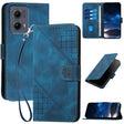 For Motorola Edge 2024 5G Global YX0080 Grid Butterfly Embossed Pattern Flip Leather Phone Case with Lanyard(Dark Blue) - Motorola Cases by PMC Jewellery | Online Shopping South Africa | PMC Jewellery | Buy Now Pay Later Mobicred