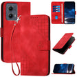For Motorola Edge 2024 5G Global YX0080 Grid Butterfly Embossed Pattern Flip Leather Phone Case with Lanyard(Red) - Motorola Cases by PMC Jewellery | Online Shopping South Africa | PMC Jewellery | Buy Now Pay Later Mobicred