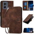 For Motorola Edge 2024 5G Global YX0080 Grid Butterfly Embossed Pattern Flip Leather Phone Case with Lanyard(Coffee) - Motorola Cases by PMC Jewellery | Online Shopping South Africa | PMC Jewellery | Buy Now Pay Later Mobicred
