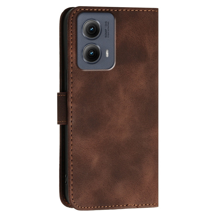 For Motorola Edge 2024 5G Global YX0080 Grid Butterfly Embossed Pattern Flip Leather Phone Case with Lanyard(Coffee) - Motorola Cases by PMC Jewellery | Online Shopping South Africa | PMC Jewellery | Buy Now Pay Later Mobicred