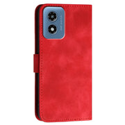 For Motorola Moto G Play 4G 2024 YX0080 Grid Butterfly Embossed Pattern Flip Leather Phone Case with Lanyard(Red)