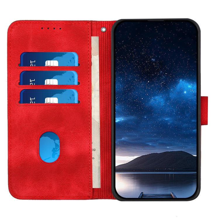 For Motorola Moto G Play 4G 2024 YX0080 Grid Butterfly Embossed Pattern Flip Leather Phone Case with Lanyard(Red) - Motorola Cases by PMC Jewellery | Online Shopping South Africa | PMC Jewellery | Buy Now Pay Later Mobicred