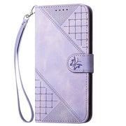 For Motorola Moto G Play 4G 2024 Grid Butterfly Embossed Pattern Leather Phone Case with Lanyard(Light Purple)