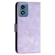 For Motorola Moto G Play 4G 2024 Grid Butterfly Embossed Pattern Leather Phone Case with Lanyard(Light Purple)