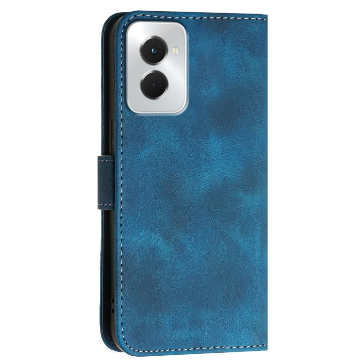 For Motorola Moto G Power 5G 2024 YX0080 Grid Butterfly Embossed Pattern Flip Leather Phone Case with Lanyard(Dark Blue)