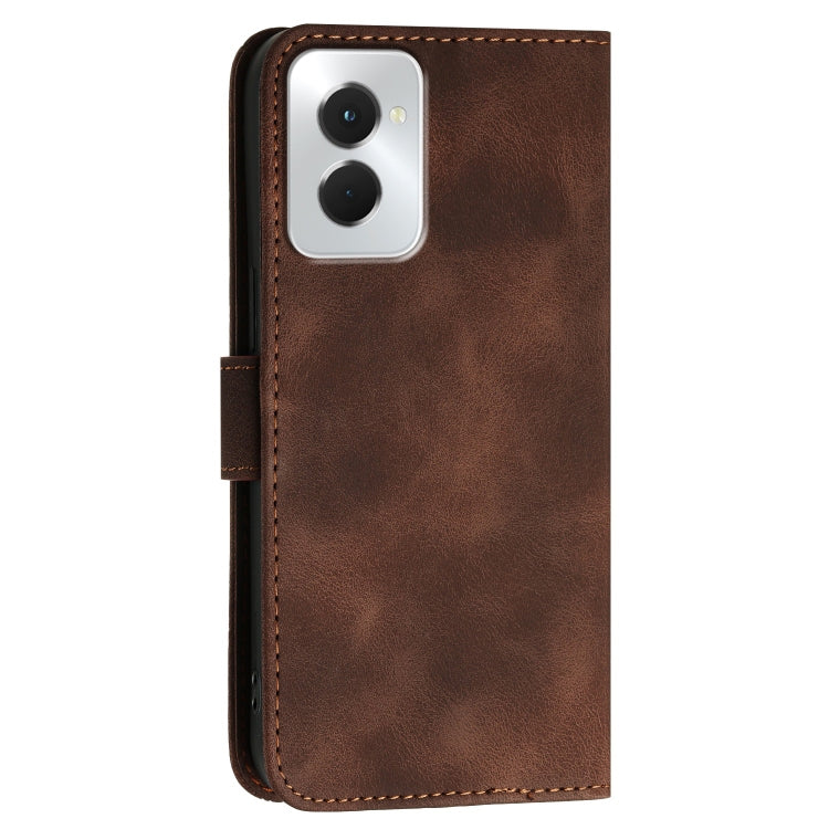 For Motorola Moto G Power 5G 2024 YX0080 Grid Butterfly Embossed Pattern Flip Leather Phone Case with Lanyard(Coffee)