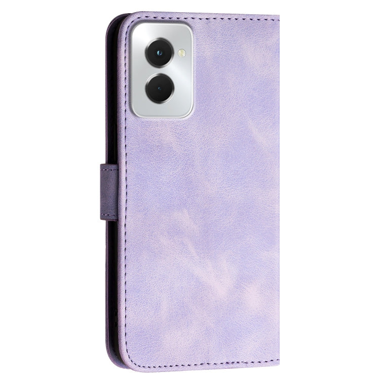 For Motorola Moto G Power 5G 2024 Grid Butterfly Embossed Pattern Leather Phone Case with Lanyard(Light Purple)