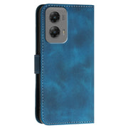 For Motorola Moto G Stylus 5G 2024 YX0080 Grid Butterfly Embossed Pattern Flip Leather Phone Case with Lanyard(Dark Blue)
