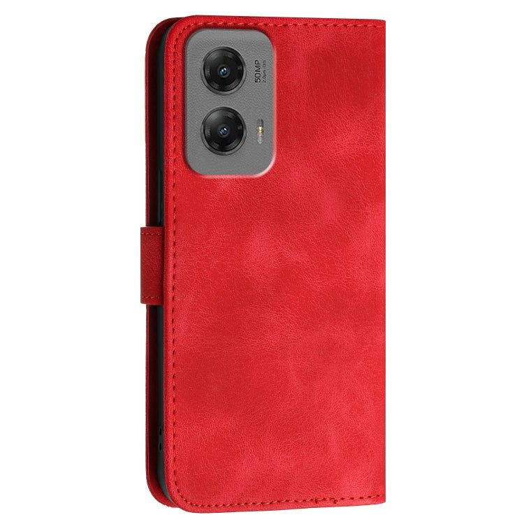 For Motorola Moto G Stylus 5G 2024 YX0080 Grid Butterfly Embossed Pattern Flip Leather Phone Case with Lanyard(Red)