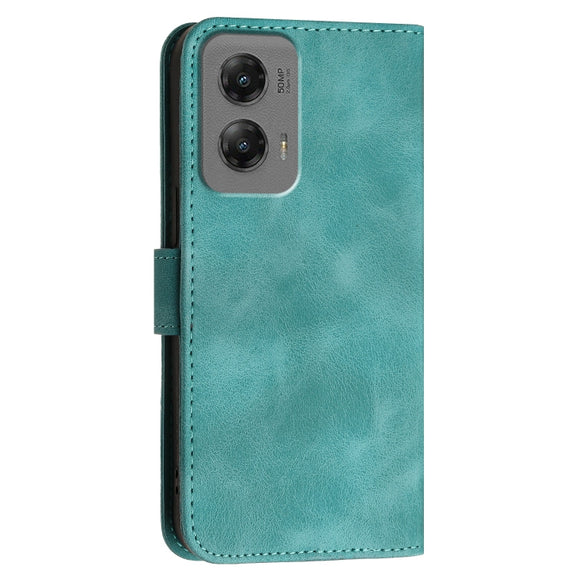 For Motorola Moto G Stylus 5G 2024 YX0080 Grid Butterfly Embossed Pattern Flip Leather Phone Case with Lanyard(Light Blue)