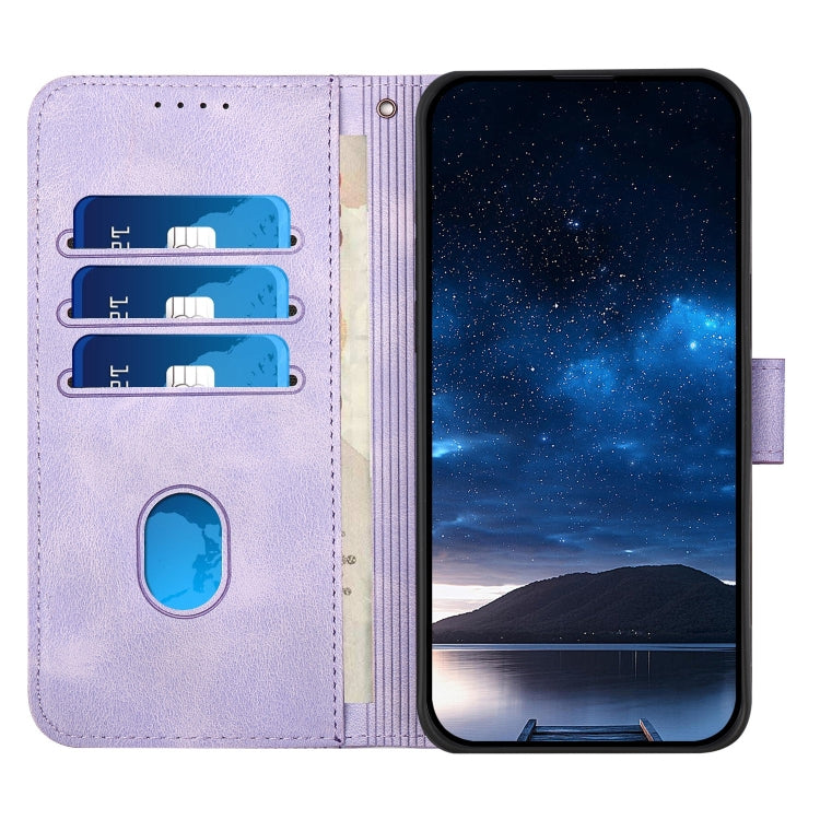 For Motorola Moto G Stylus 5G 2024 YX0080 Grid Butterfly Embossed Pattern Flip Leather Phone Case with Lanyard(Light Purple)