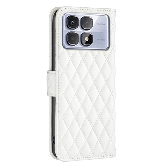 For Redmi K70 Ultra Diamond Lattice Wallet Flip Leather Phone Case(White)