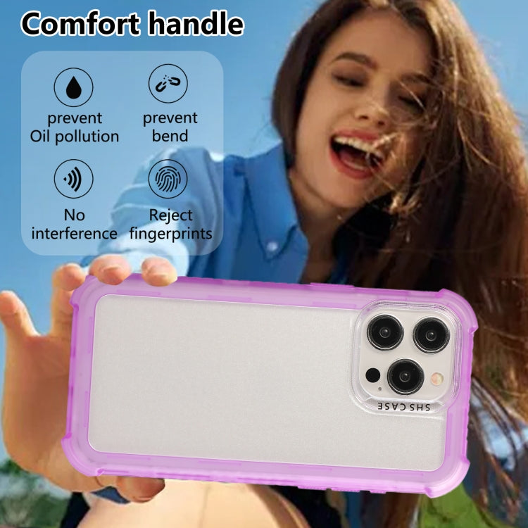 For iPhone 16 Pro Max Transparent Matte TPU Hybrid PC 3-in-1 Phone Case(Purple) - iPhone 16 Pro Max Cases by PMC TechLife | Online Shopping South Africa | PMC TechLife | Buy Now Pay Later Mobicred