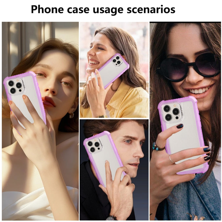 For iPhone 16 Pro Max Transparent Matte TPU Hybrid PC 3-in-1 Phone Case(Purple) - iPhone 16 Pro Max Cases by PMC TechLife | Online Shopping South Africa | PMC TechLife | Buy Now Pay Later Mobicred