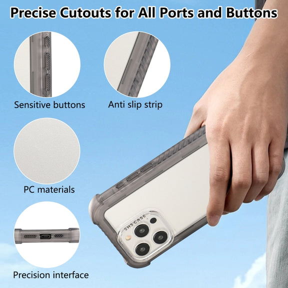 For iPhone 16 Pro Transparent Matte TPU Hybrid PC 3-in-1 Phone Case(Grey)