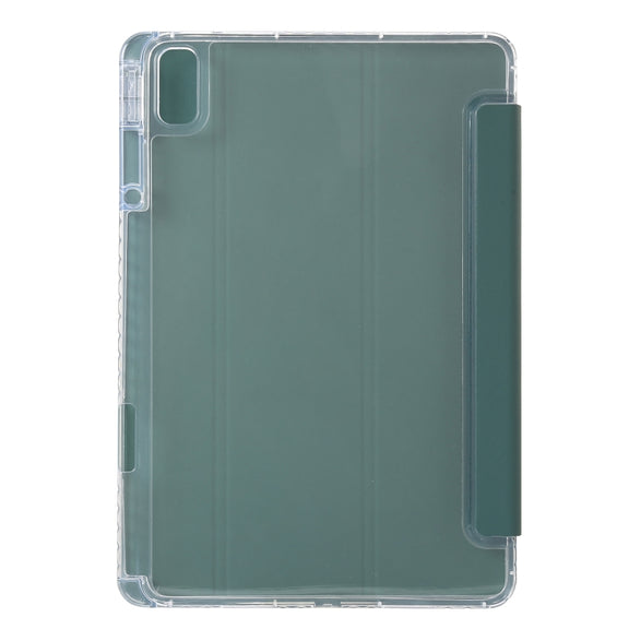For Huawei Matepad SE 11 2024 Clear Acrylic 3-Fold Leather Tablet Case(Dark Green)