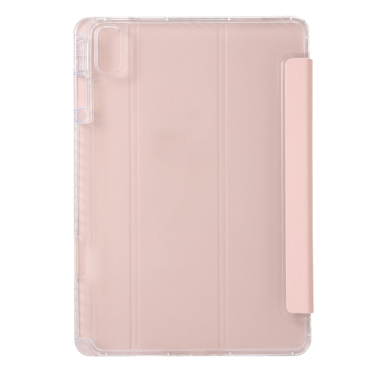 For Huawei Matepad SE 11 2024 Clear Acrylic 3-Fold Leather Tablet Case(Pink)