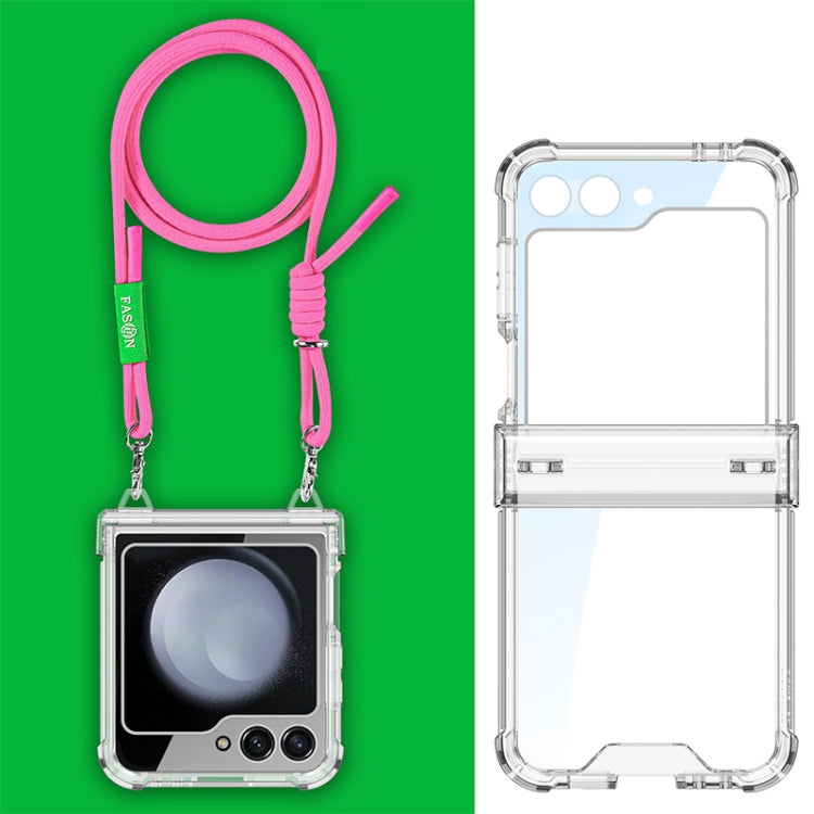 For Samsung Galaxy Z Flip6 / Flip7 FE GKK Airbag Hinge Full Coverage Phone Case with Crossbody Rope(Pink) - free shipping - PMC Jewellery - Order now!