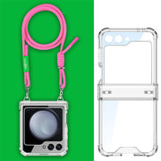For Samsung Galaxy Z Flip6 / Flip7 FE GKK Airbag Hinge Full Coverage Phone Case with Crossbody Rope(Pink)