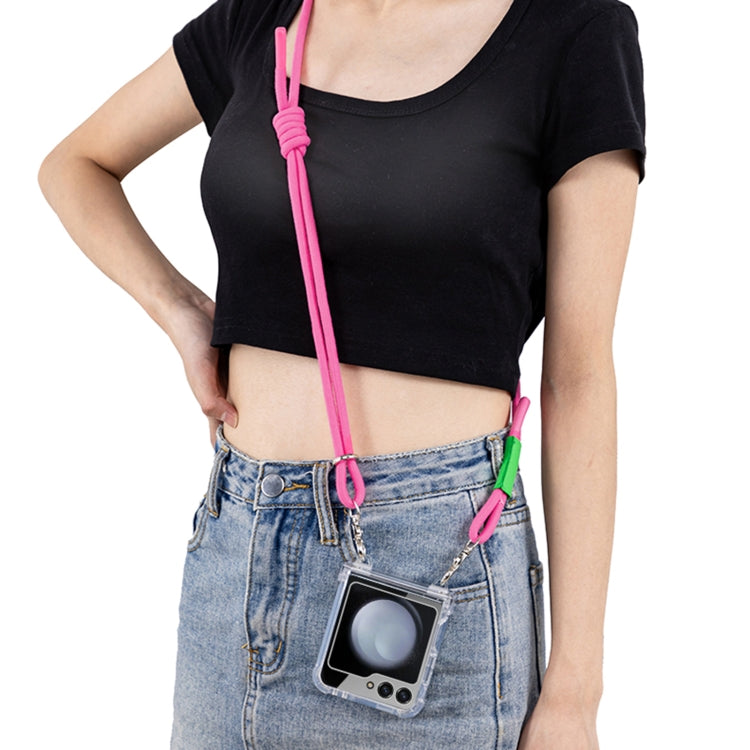 For Samsung Galaxy Z Flip6 / Flip7 FE GKK Airbag Hinge Full Coverage Phone Case with Crossbody Rope(Pink)
