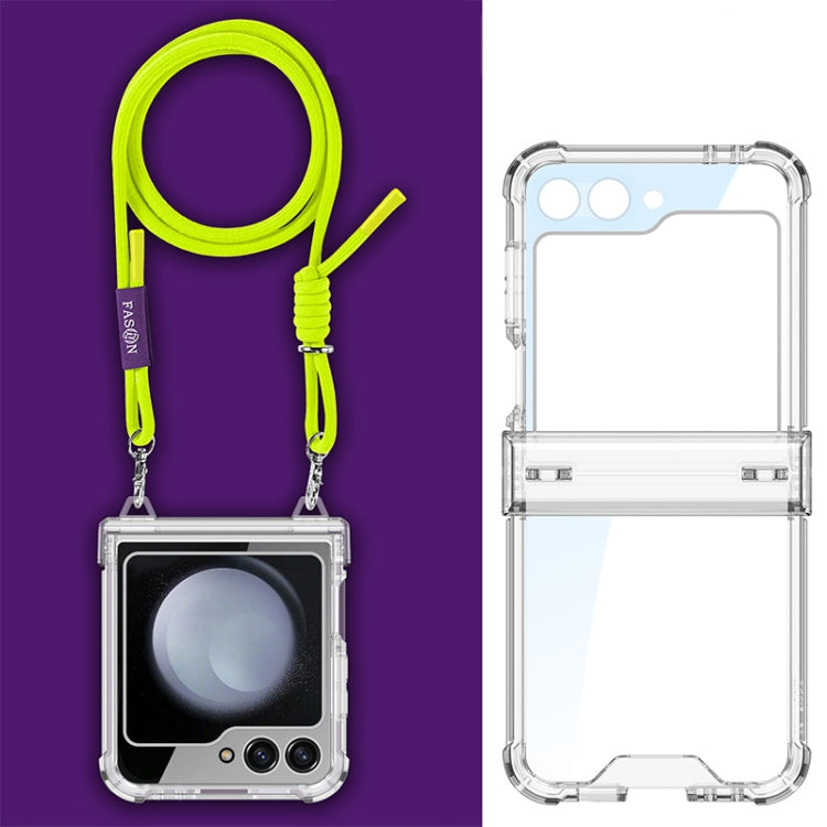 For Samsung Galaxy Z Flip6 GKK Airbag Hinge Full Coverage Phone Case with Crossbody Rope(Yellow)