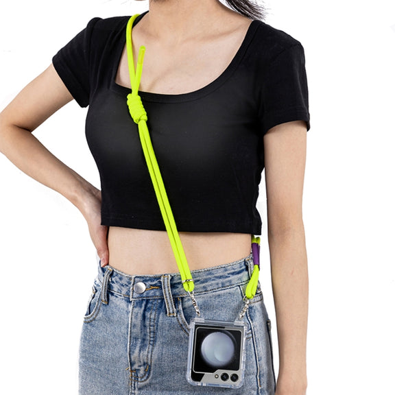For Samsung Galaxy Z Flip6 GKK Airbag Hinge Full Coverage Phone Case with Crossbody Rope(Yellow)